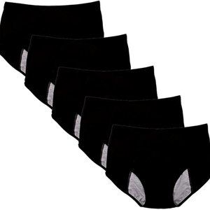 Viscose Fiber Brief Menstrual Leakproof Panties Multi Pack 5 Piece Set New